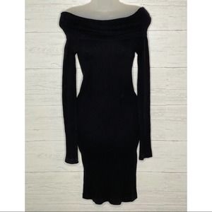 JJ Authentic Sweater Dress Womens Form Fitting Long Sleeve Black Small/XS